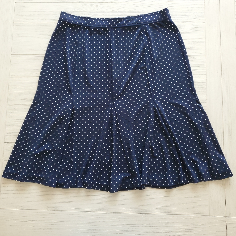 TALBOTS Navy blue polka dot skirt